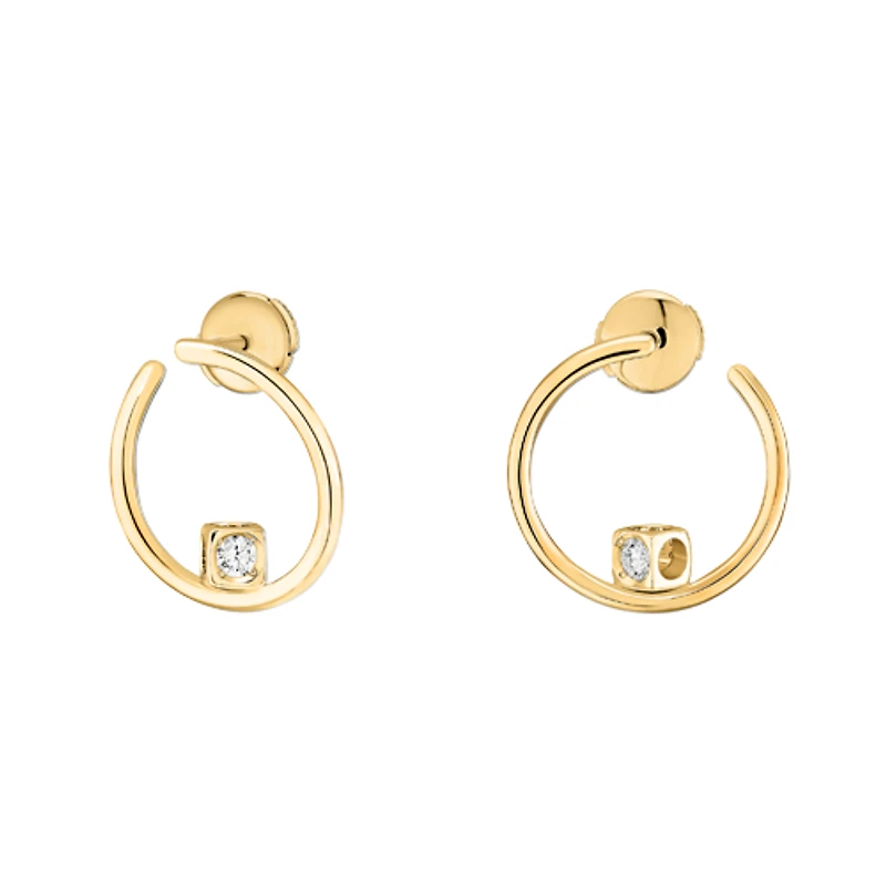 Le Cube Diamant Yellow Gold and Diamond Hoop Earrings