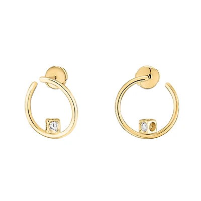 Le Cube Diamant Yellow Gold and Diamond Hoop Earrings