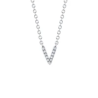 Initials White Gold and Diamond Pavé Letter V Necklace