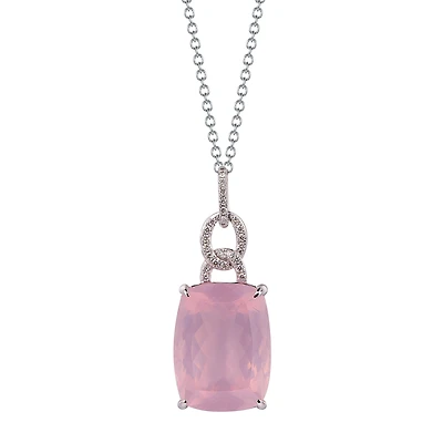 Rose Quartz Pendant in White Gold