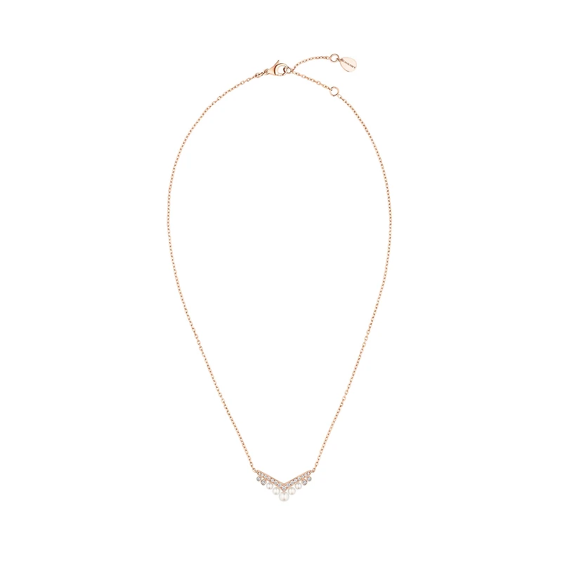 Josephine Aigrette Rose Gold, Pearl and Diamond Pendant