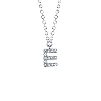 Initials White Gold and Diamond Pavé Letter E Necklace