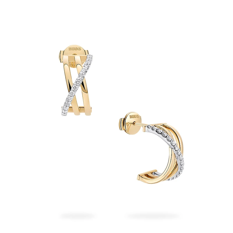 Three-Row Gold Hoop Earring