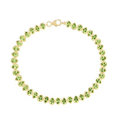 Pear Shape Peridot Line Bracelet