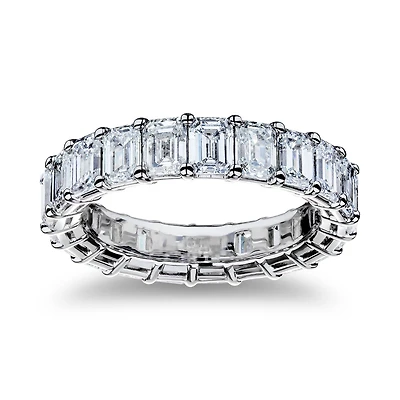 Platinum 5.25ct Emerald Cut Eternity Band