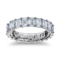 Platinum 5.25ct Emerald Cut Eternity Band