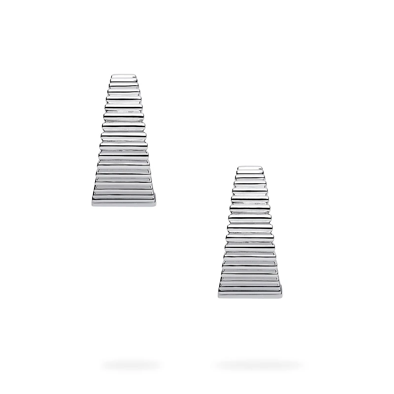 Silver Pleated Tapered Hoops