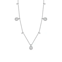 Cascade Halo Pear White Gold and Diamond Station Necklace