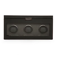 Axis Powder Coat Grey 3 Piece Watch Winder with Storage