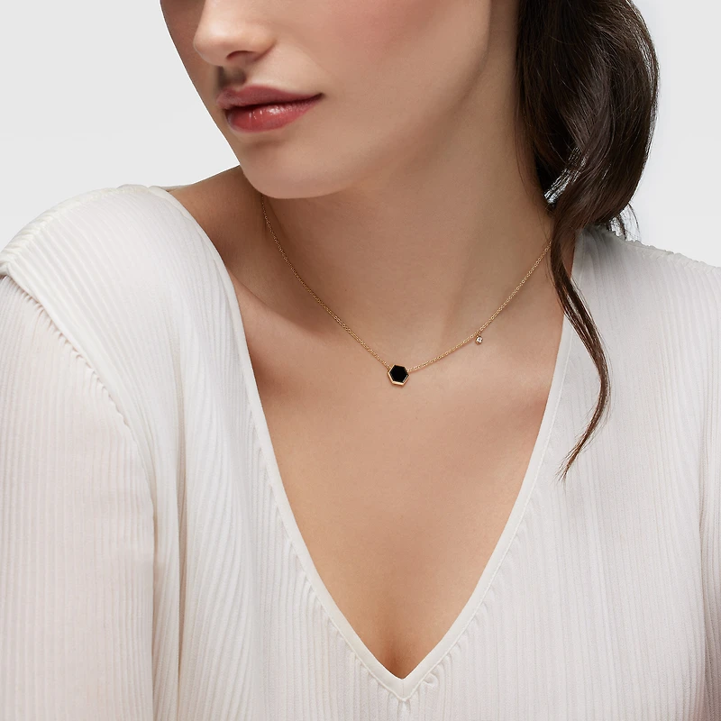 Onyx Pendant with Diamond Accent