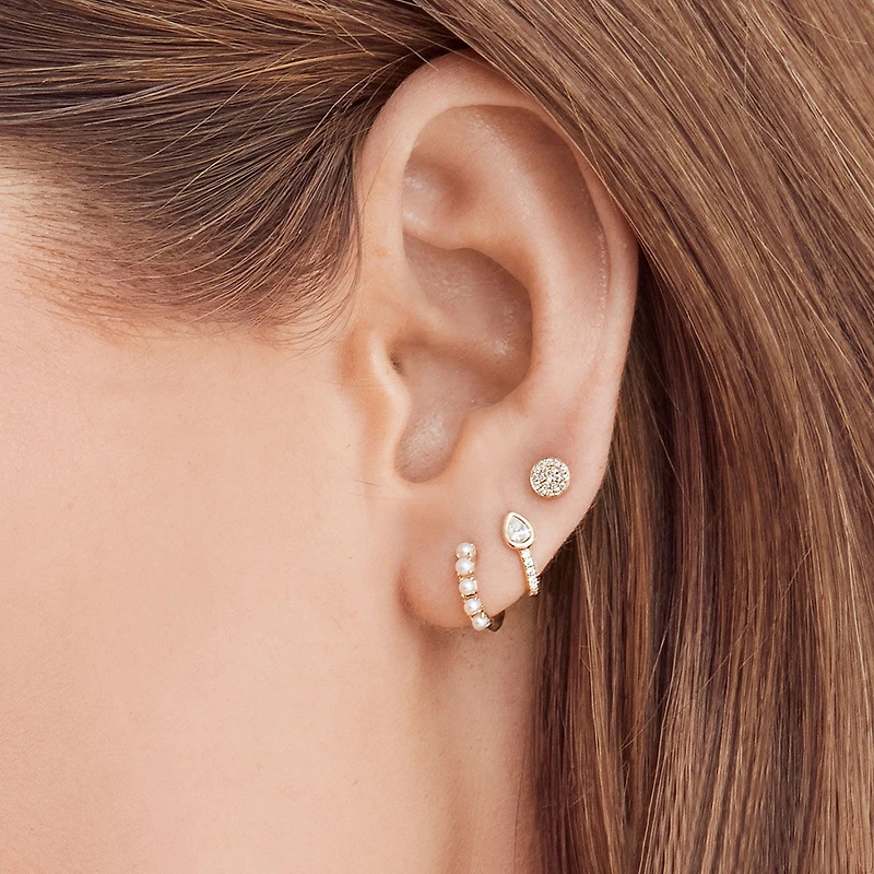 Kate Yellow Gold and Diamond Pavé Stud Earrings