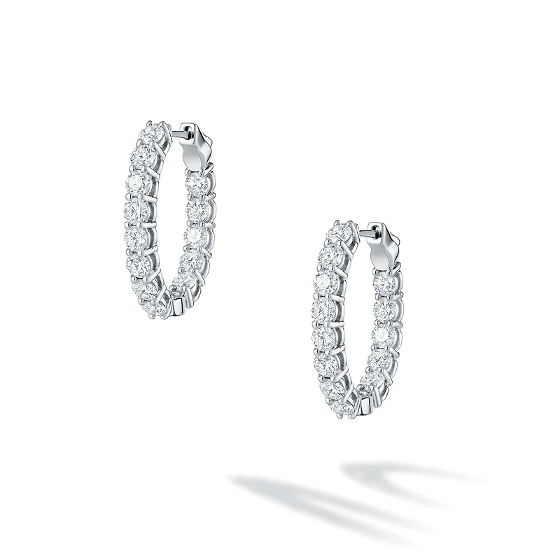 Diamond and White Gold Hoop Earrings