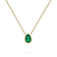 Yellow Gold Emerald Pendant Necklace