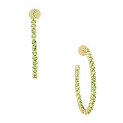 Peridot Prong Set Hoop Earrings