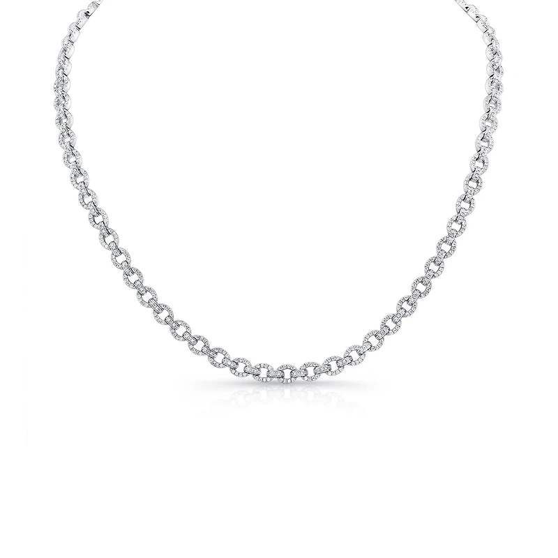 Bouquet White Gold and Diamond Pavé Chain Link Necklace