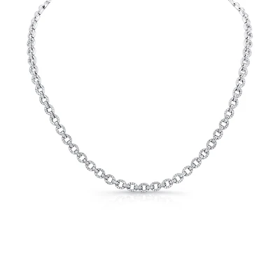 Bouquet White Gold and Diamond Pavé Chain Link Necklace