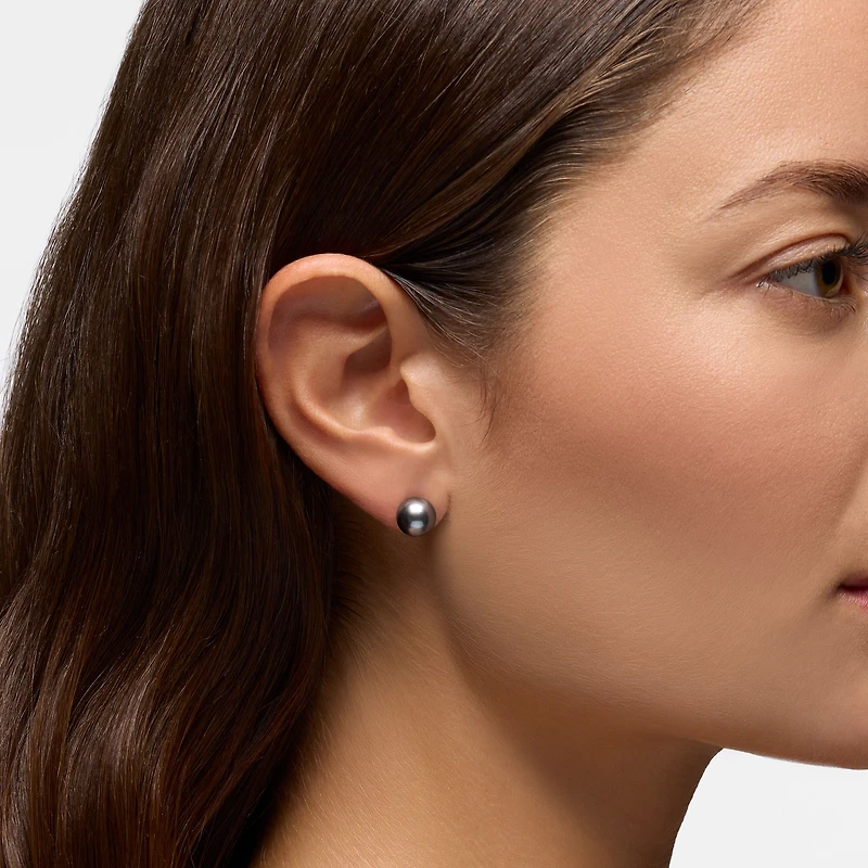 8.5-9 mm Tahitian Pearl Earrings in White Gold