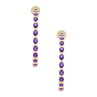 Amethyst Bezel Set Hoop Earrings