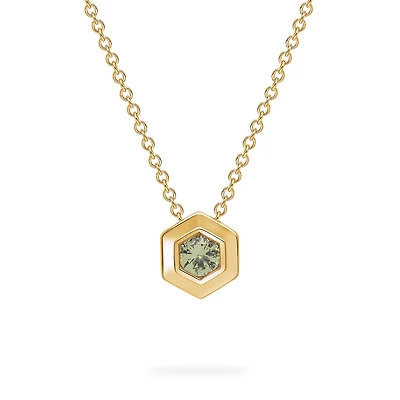 Yellow Gold Birthstone Pendant, Peridot