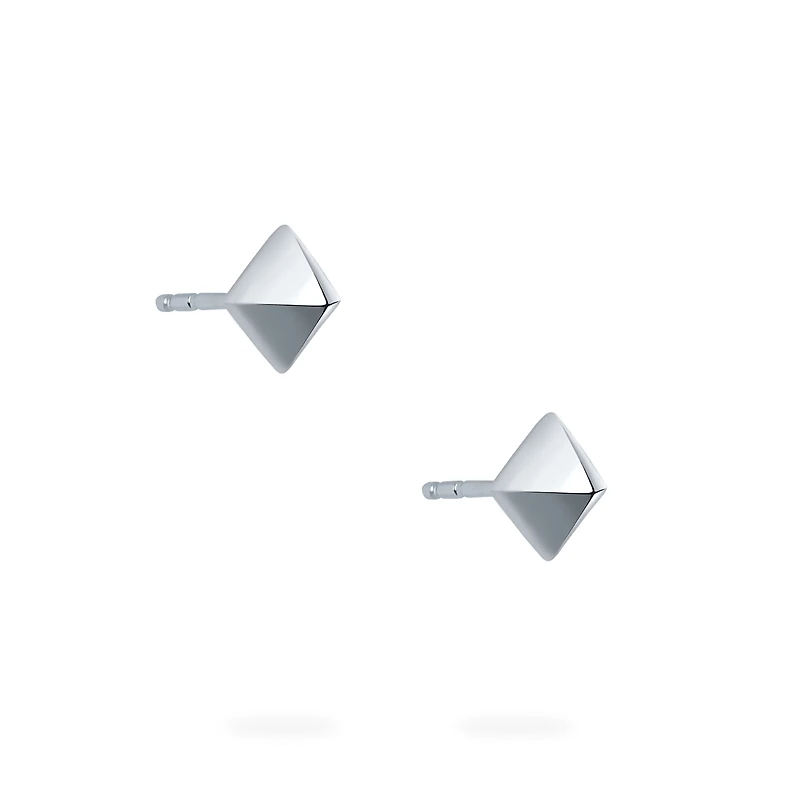 Silver Solitaire Stud Earrings