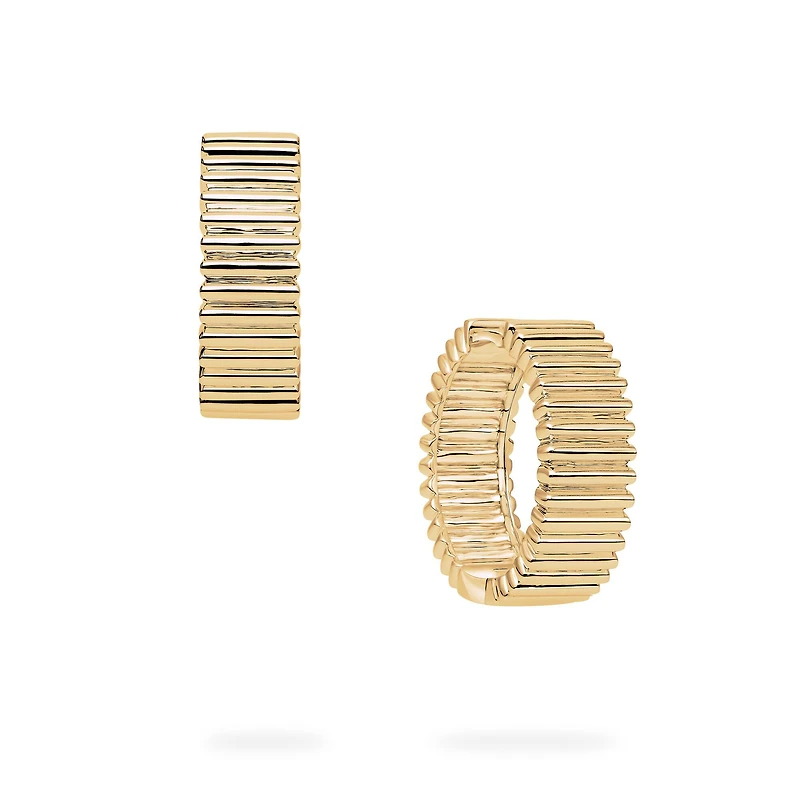 Yellow Gold Pleated Hoops