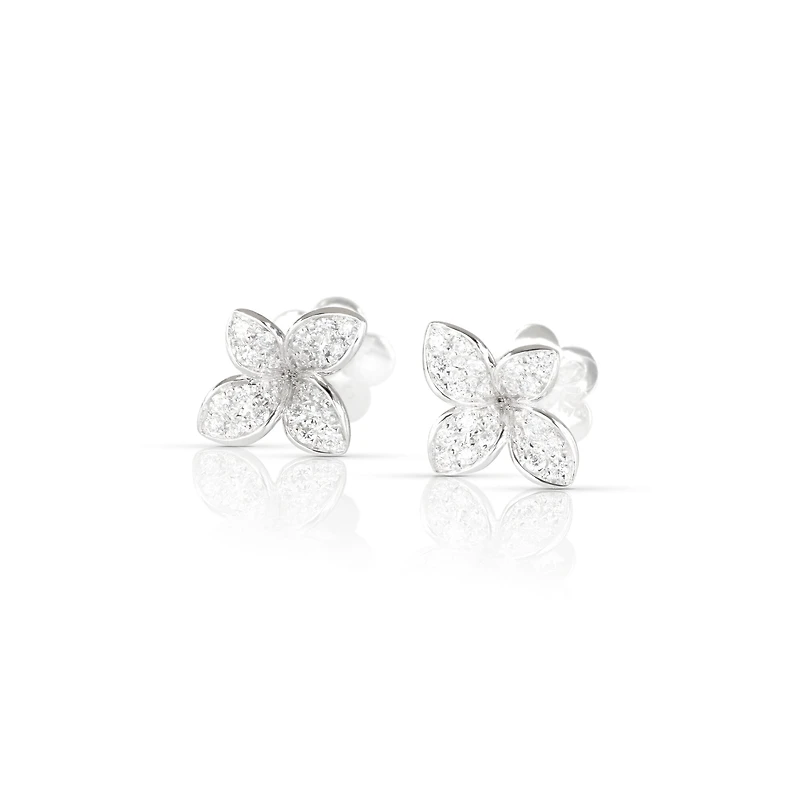 Petit Garden Micro White Gold and Diamond Pavé Stud Earrings