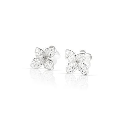 Petit Garden Micro White Gold and Diamond Pavé Stud Earrings
