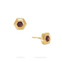 Yellow Gold Birthstone Earrings, Ruby