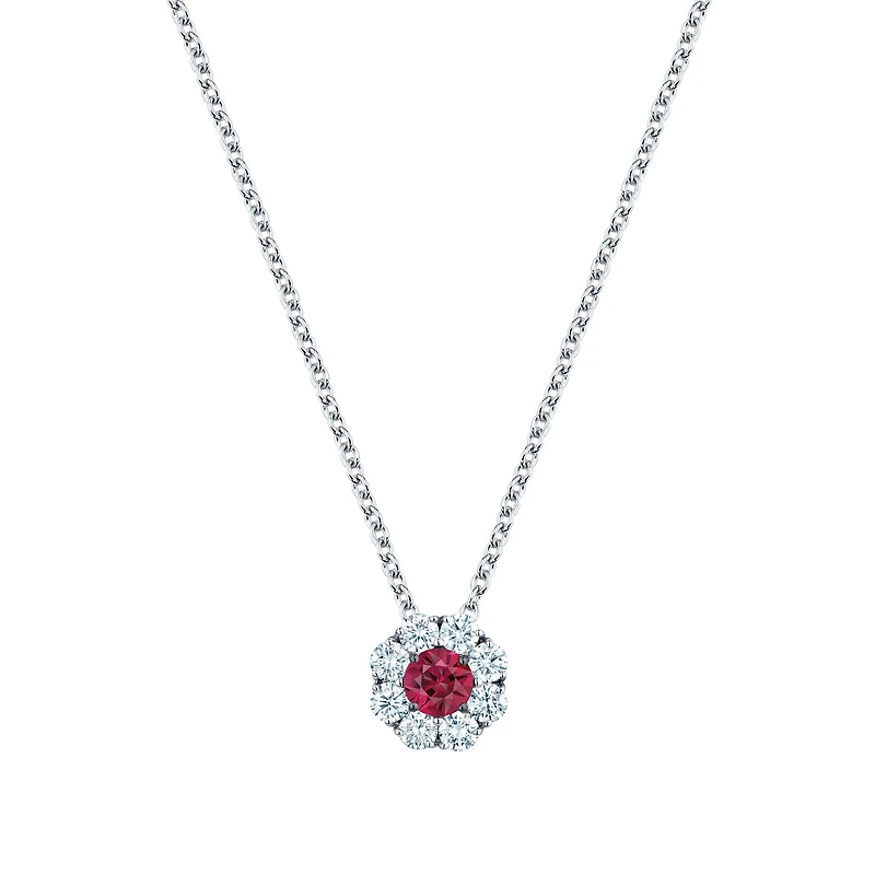 Ruby and Diamond Pendant Necklace