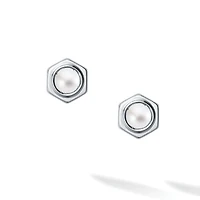 Pearl and Silver Stud Earrings