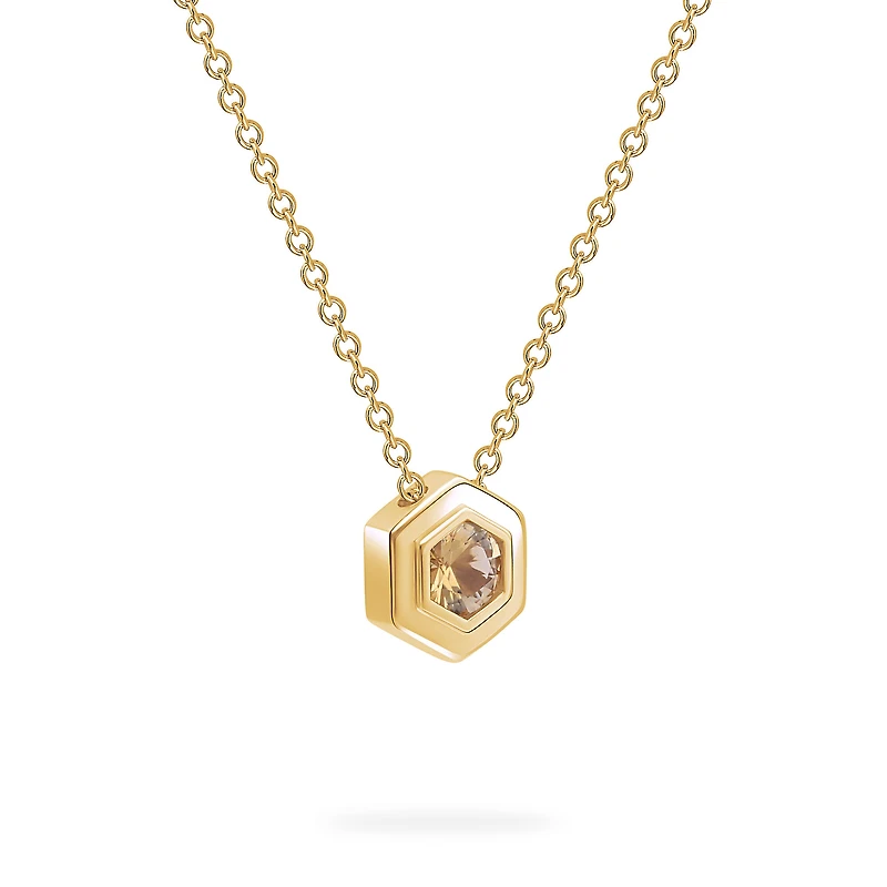 Yellow Gold Birthstone Pendant, Citrine