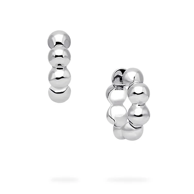 Silver Beaded Hoops