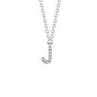 Initials White Gold and Diamond Pavé Letter J Necklace