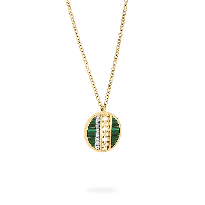 Malachite and Diamond Medallion Pendant