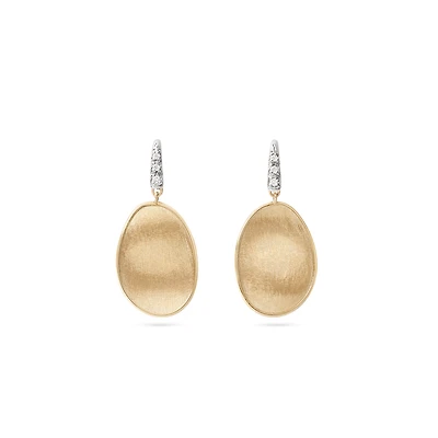 Lunaria Small Yellow Gold and Diamond Earrings