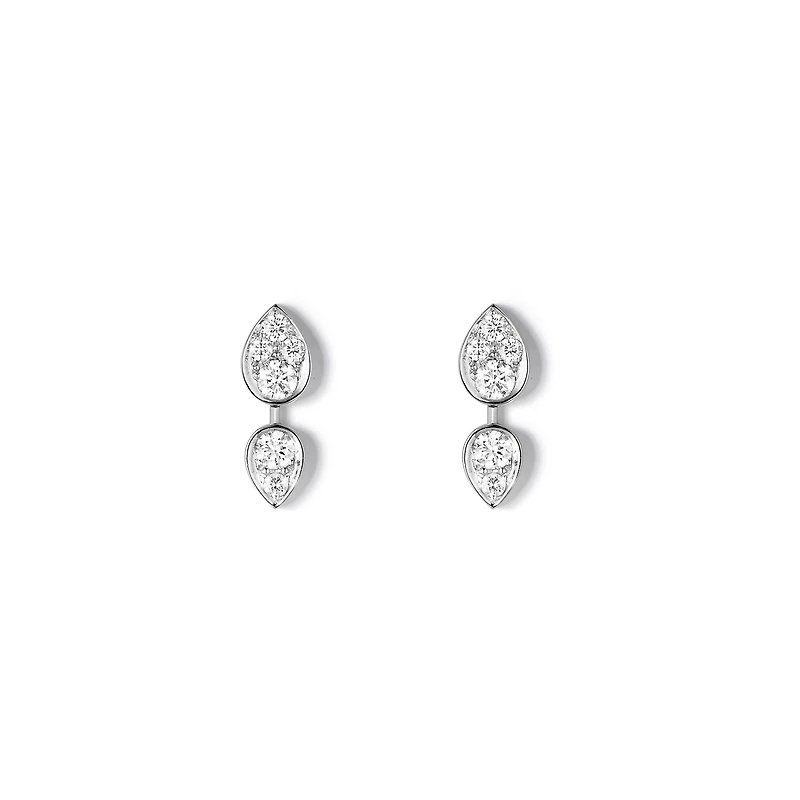 Josephine Ronde D'Aigrettes White Gold and Diamond Stud Earrings