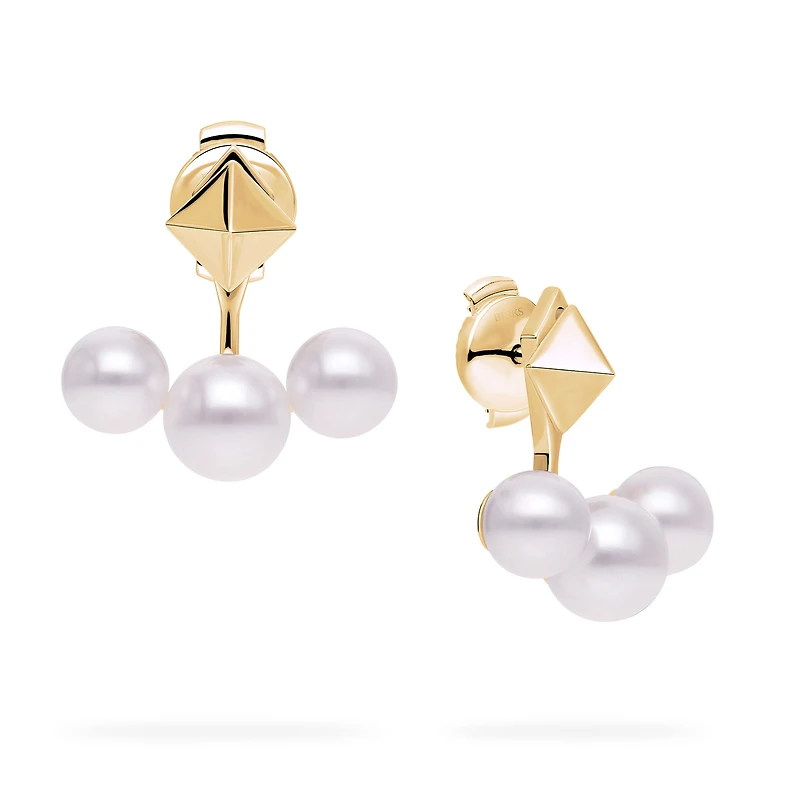 Stud and Pearl Yellow Gold Jacket Earrings