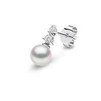 Classic White Gold, Pearl and Diamond Stud Earrings