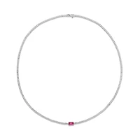 Ruby Line Necklace in White Gold