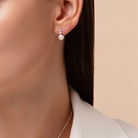Classic White Gold, Pearl and Diamond Stud Earrings