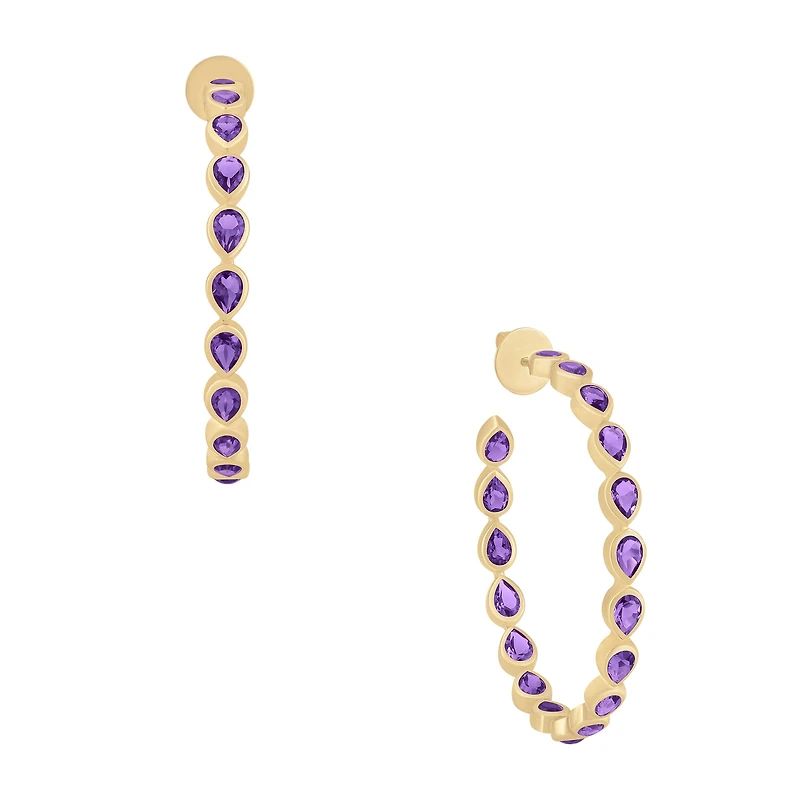 Amethyst Pear Shape Hoop Earrings