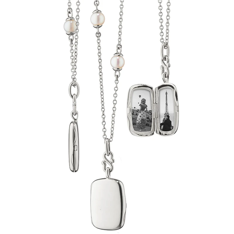 Slim Lockets Britt Silver and Pearl Pendant