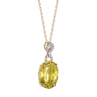 Oval Lemon Quartz Pendant in Yellow Gold