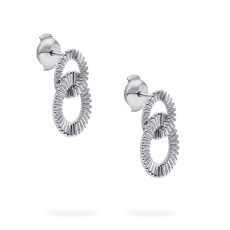 Silver Double Pleated Earrings