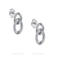 Silver Double Pleated Earrings
