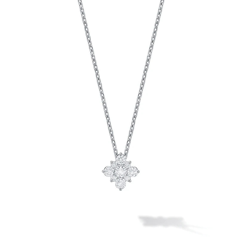 Diamond Square Cluster Pendant Necklace, Medium