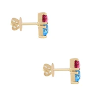 Topaz & Pink Tourmaline Stud Earrings