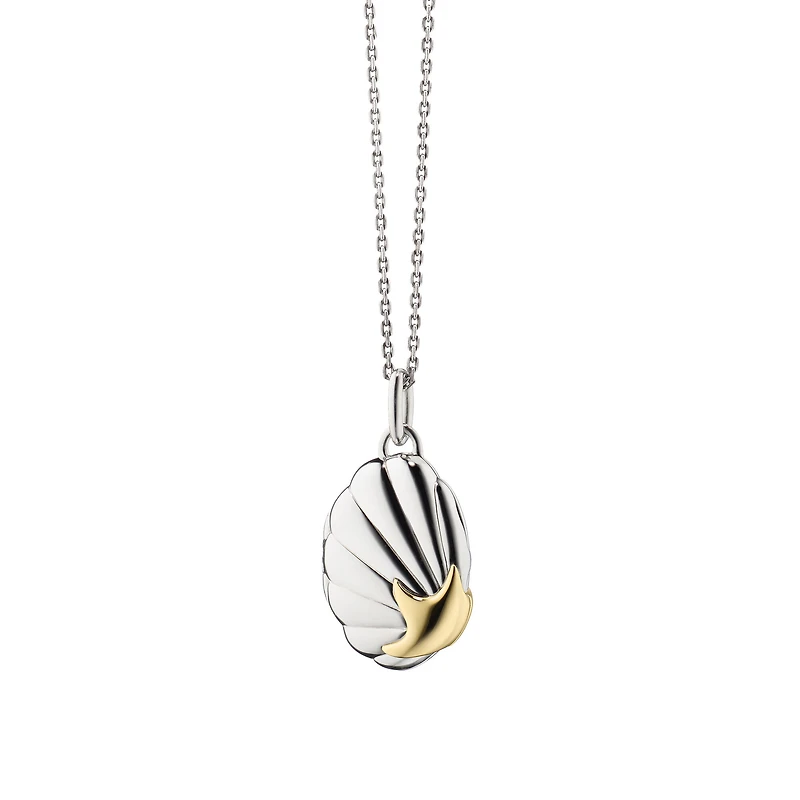 Classic Lockets Silver and Yellow Gold Neptune Shell Pendant