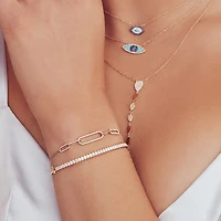 Kate Yellow Gold and Diamond Pavé Paperclip Bracelet