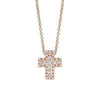 Belle Époque Rose Gold and Diamond Pavé Cross Pendant